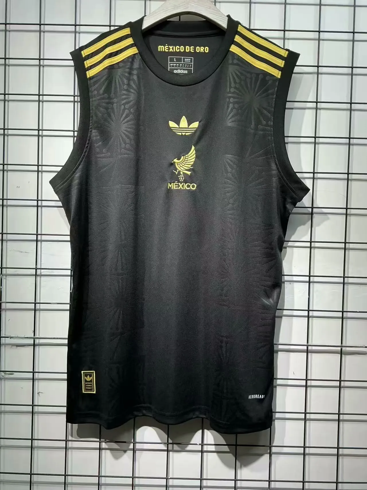 2025 Mexico Summer Vest Gold Black Kit Soccer Shirt AAAAJersey Dropship Yupoo 2