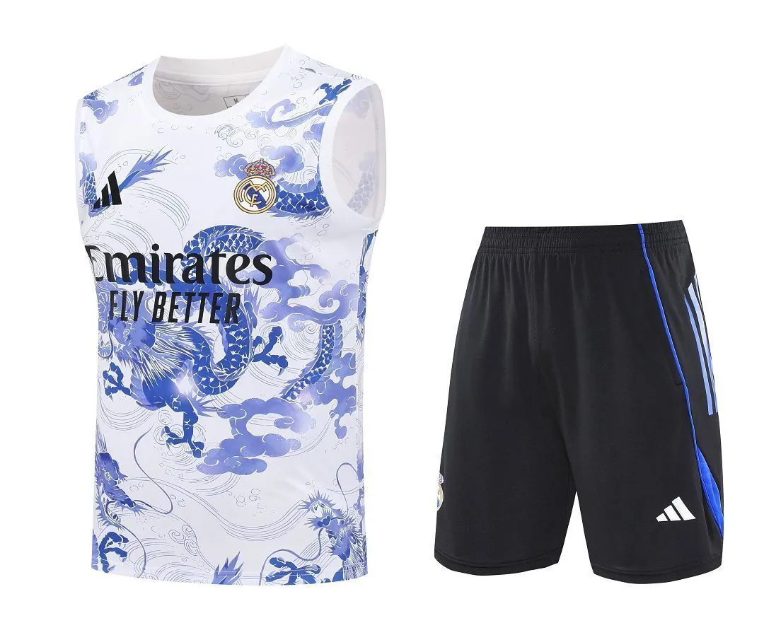 25-26 Real Madrid Blue Dragon Training Kits Football Vest Suits 6