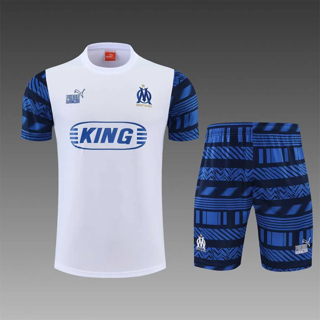 22-23 Marseille training suit short sleeve kit white blue 13