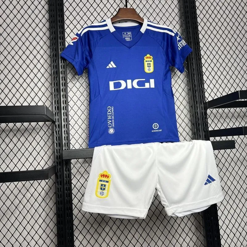 24-25 Real Oviedo Home Kid Kits Youth Apparels Football AAAAJersey Yupoo 5
