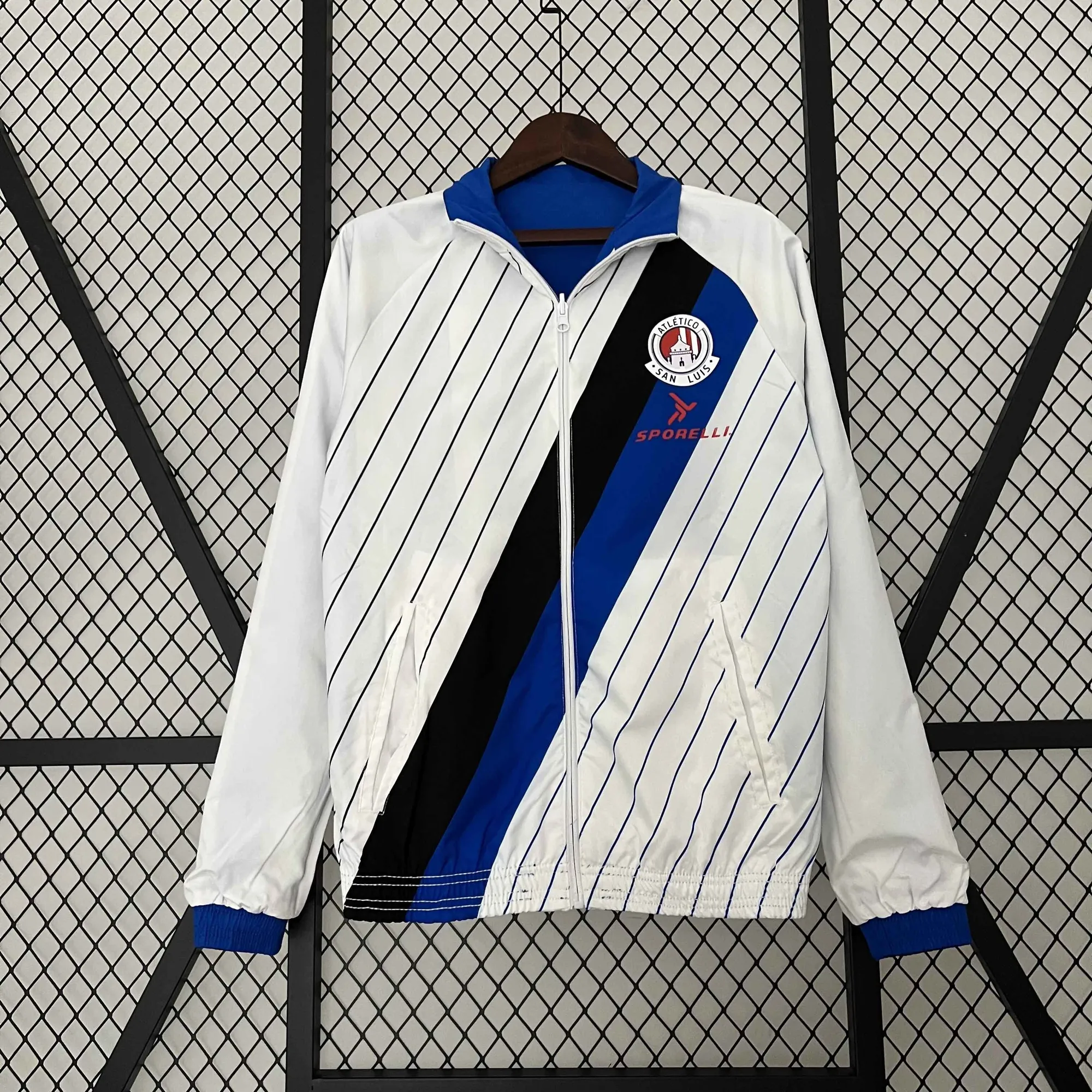 23-24 San Luis Reversible Windbreaker White&Blue Double-Sides Jacket Soccer Jerseys For Sale 6