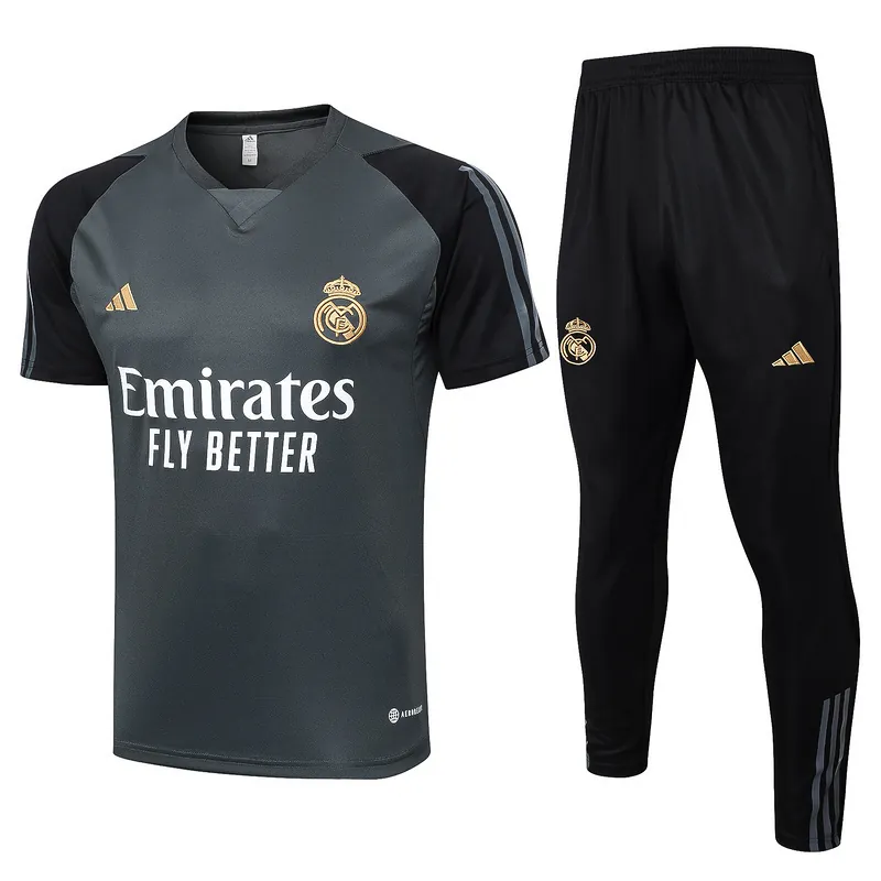 23-24 Real Madrid Grey Tracksuit Short Sleeve Training Suits Jerseys World Yupoo 3