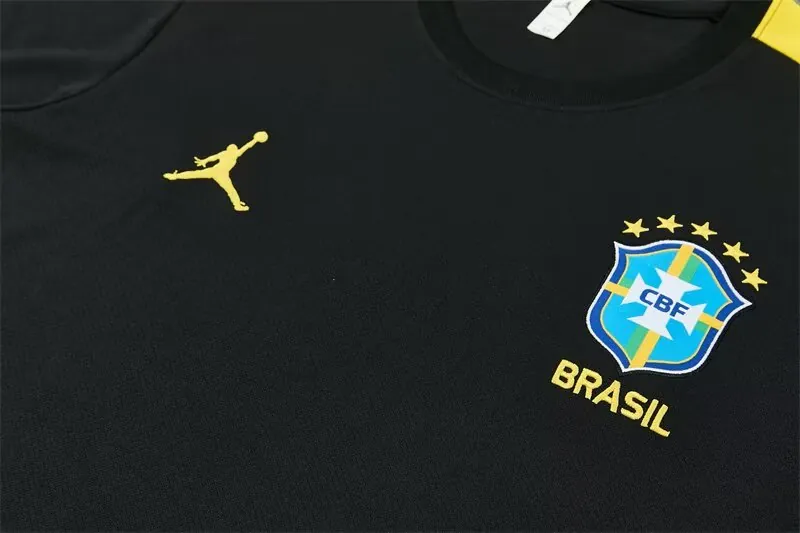 2026 Jordan Brazil Mens Kit Black with Yellow Training Suit Yupoo 6 2