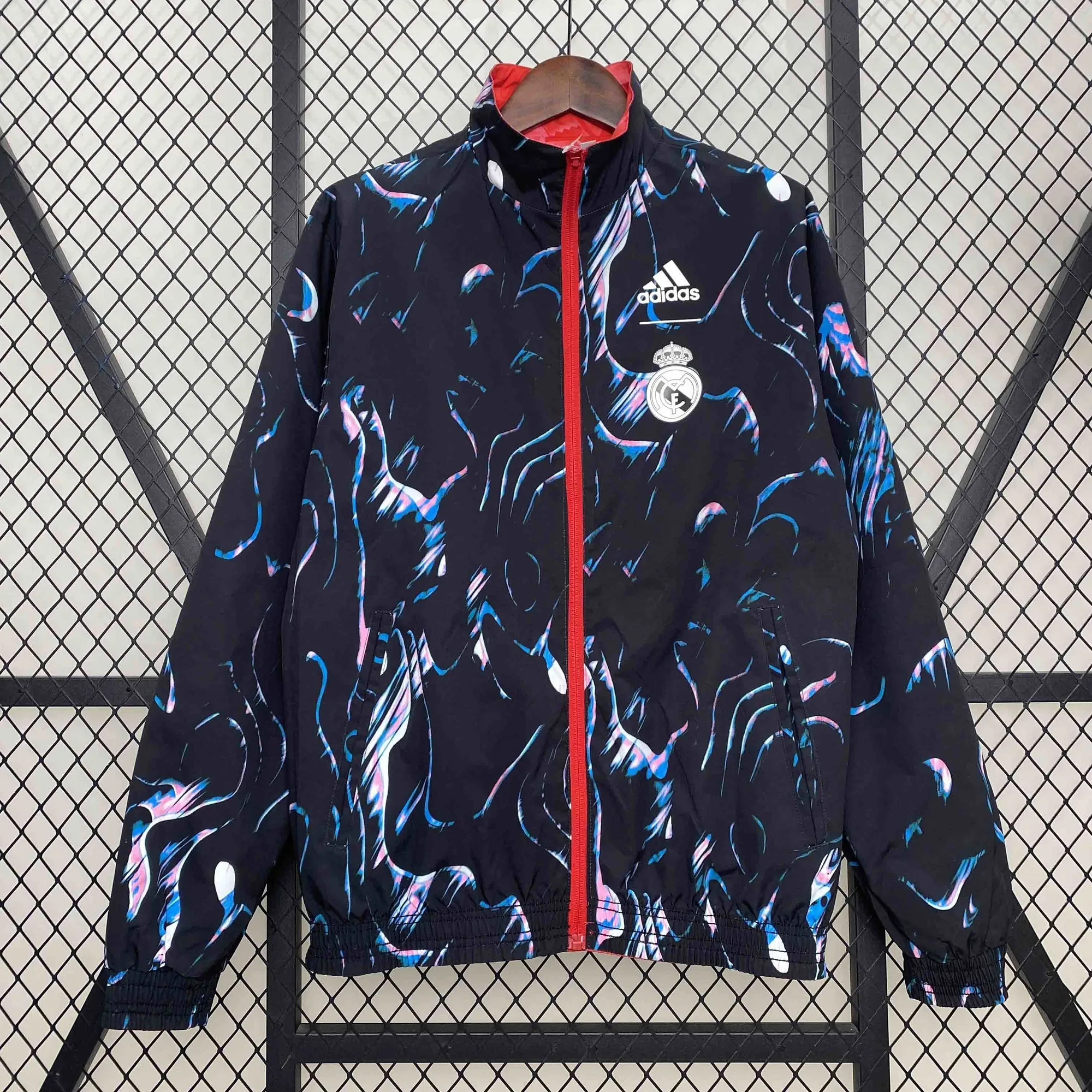 24-25 Real Madrid Red&Navy Trench Coat Reversible Windbreaker Double-Sides Jacket AAAAJersey Yu 5