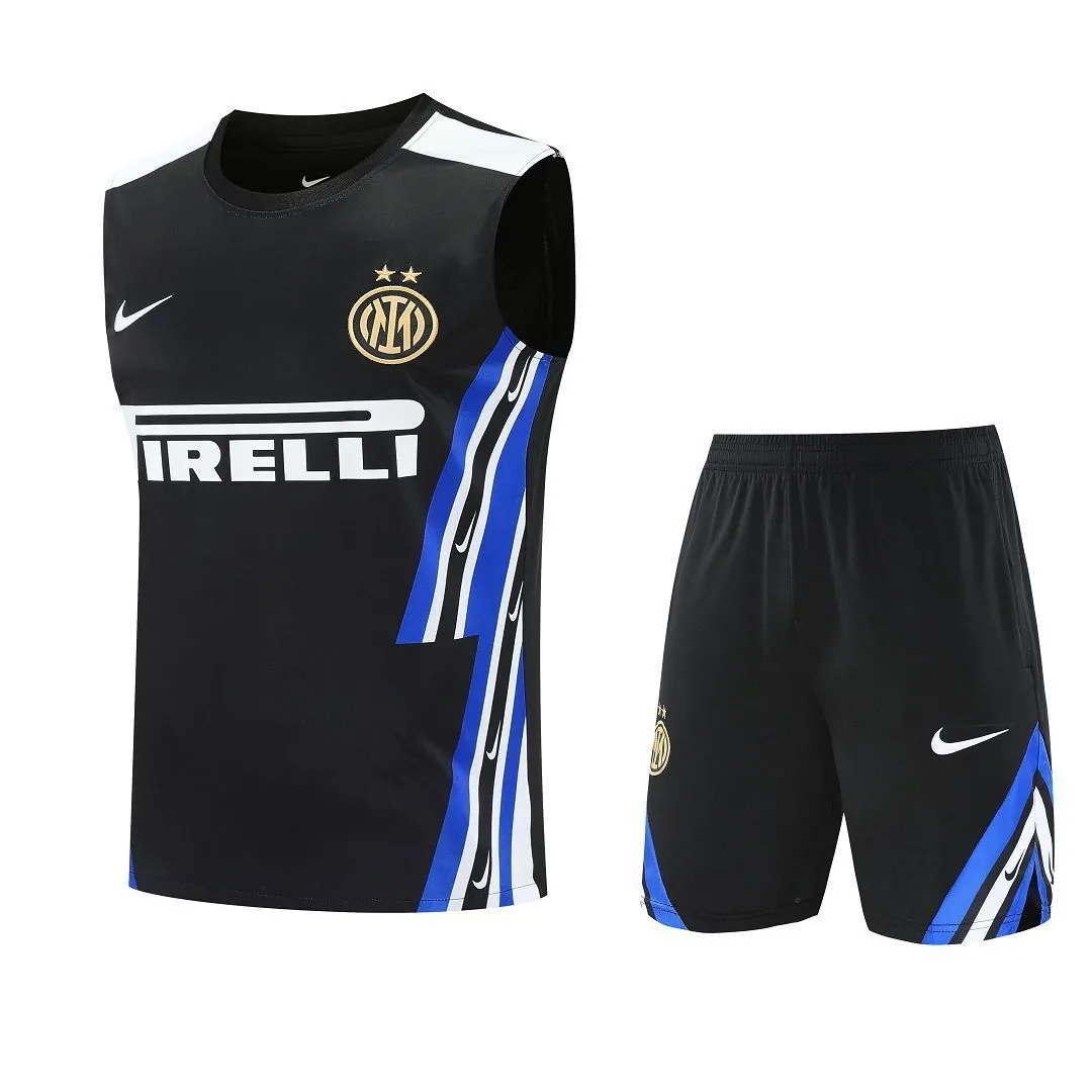 25-26 Inter Milan Retro Black Training Kits Football Vest Suits 6