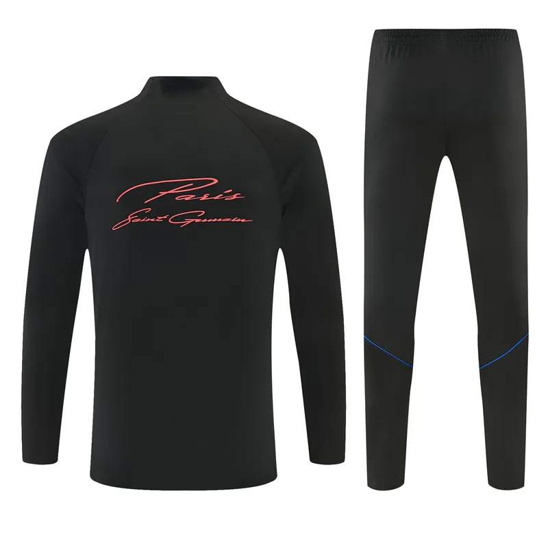 26-27 PSG Black Kit Football Aldult Training Long Sleeve Tracksuit Yupoo 5 1