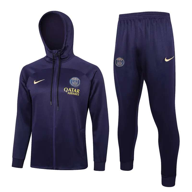 23-24 PSG Navy Hoodie Jacket Suits Long Sleeve Zipper Tracksuit Cheap Jerseys Yupoo 3
