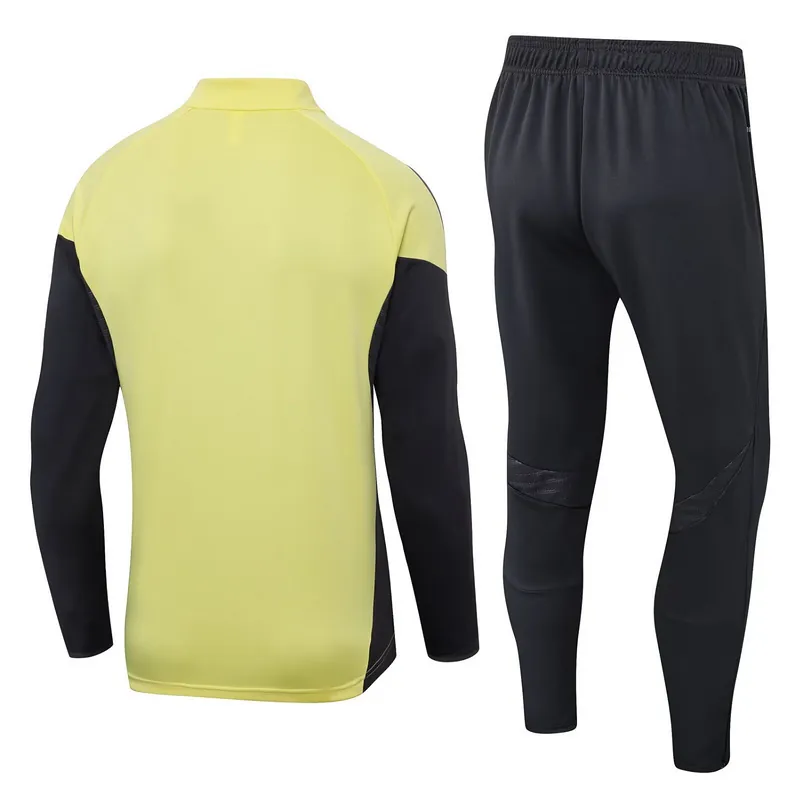 25-26 Real Madrid Training Kits Long Yellow Football Tracksuits 2