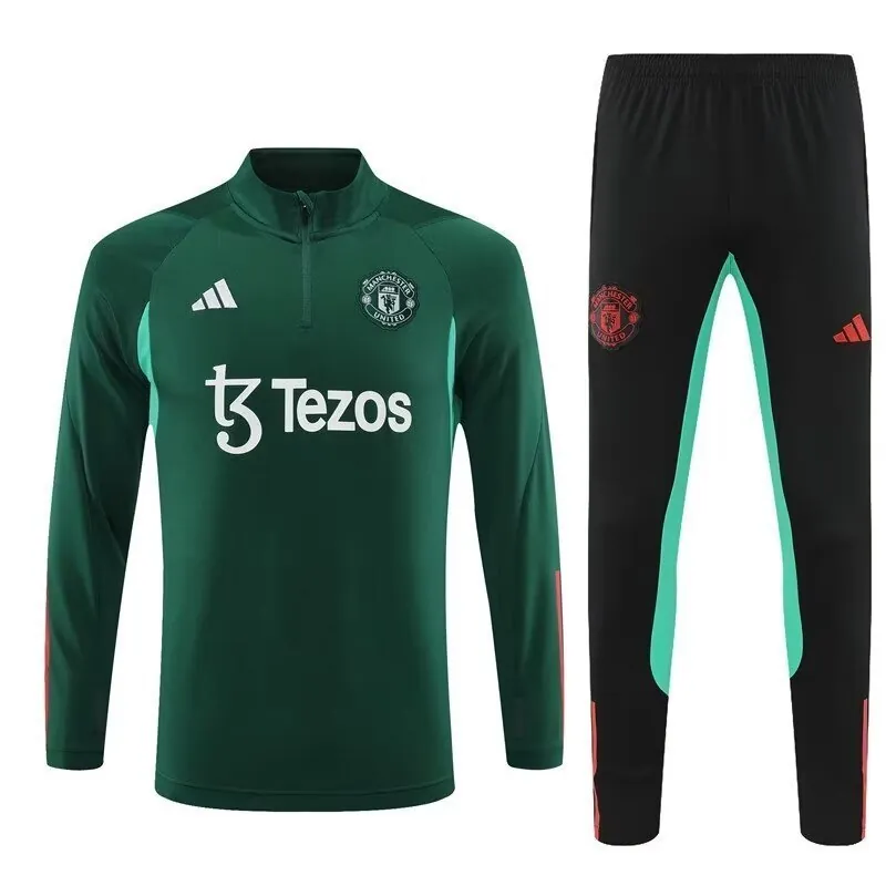 23-24 Manchester United Long Sleeve Tracksuit Green Training Suits Jersey Supplier Yupoo 4