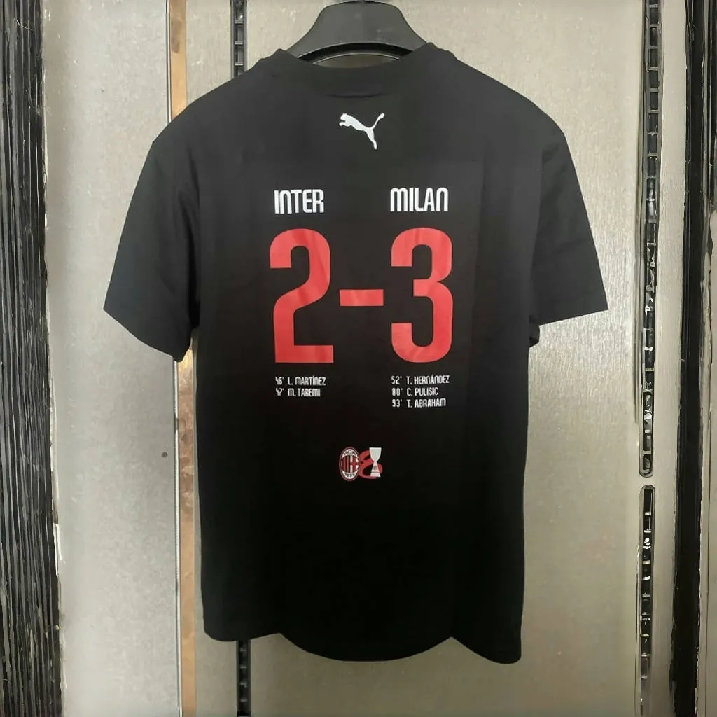 25-26 AC Milan Black Super Cup Champions Cotton T-Shirt AAAAJersey Supplier Yupoo 1