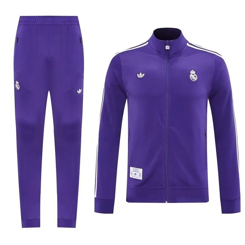 25-26 Real Madrid Football Tracksuit Purple Long Jacket Suits 3