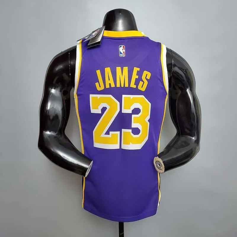 New Lakers Jordan James #23 Theme Purple Round Neck 1