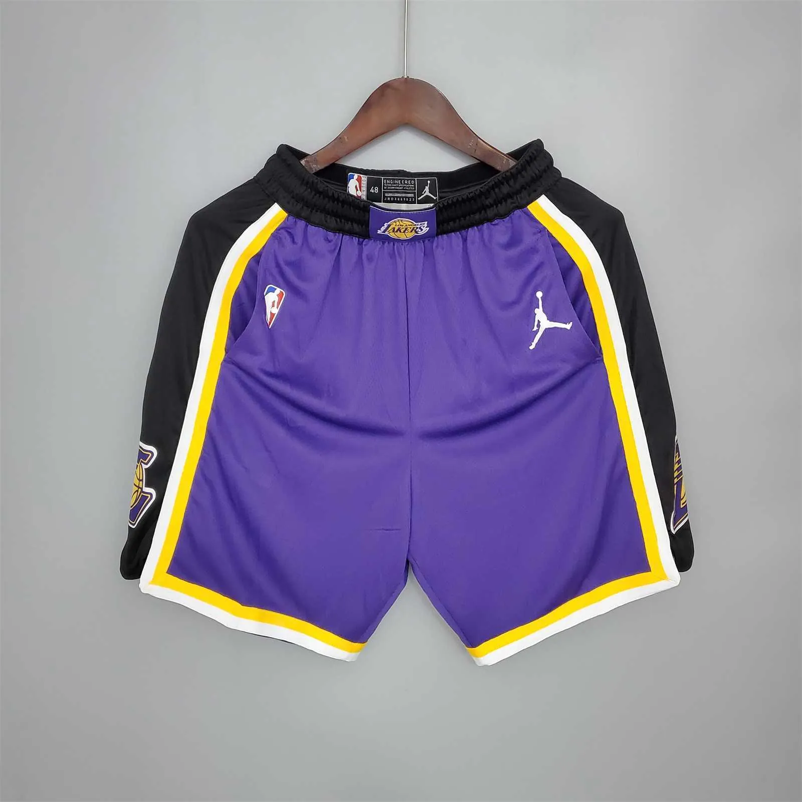 Lakers Purple Black Side NBA Shorts 8