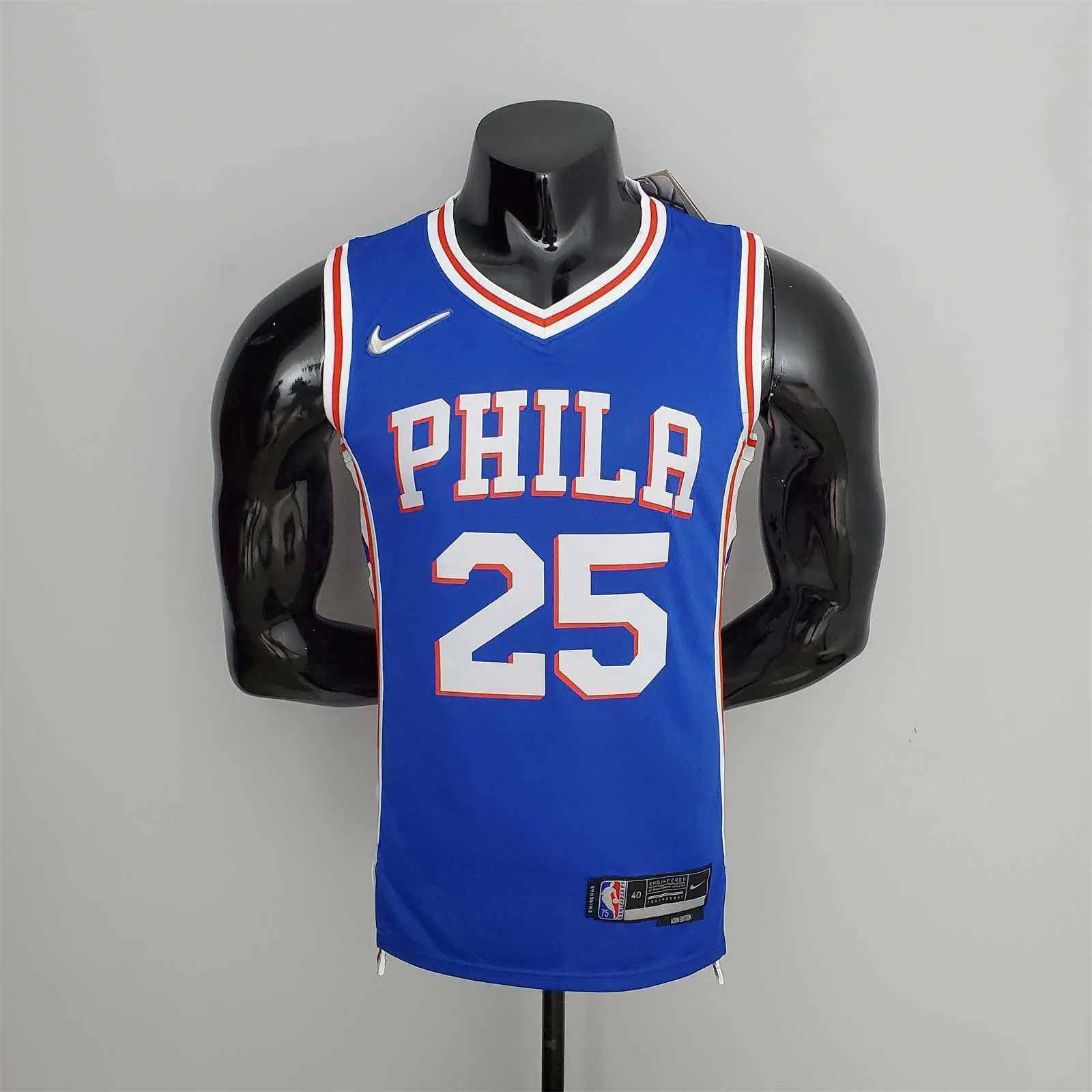 75th Anniversary Philadelphia 76ers SIMMONS#25 Blue NBA Jersey 10