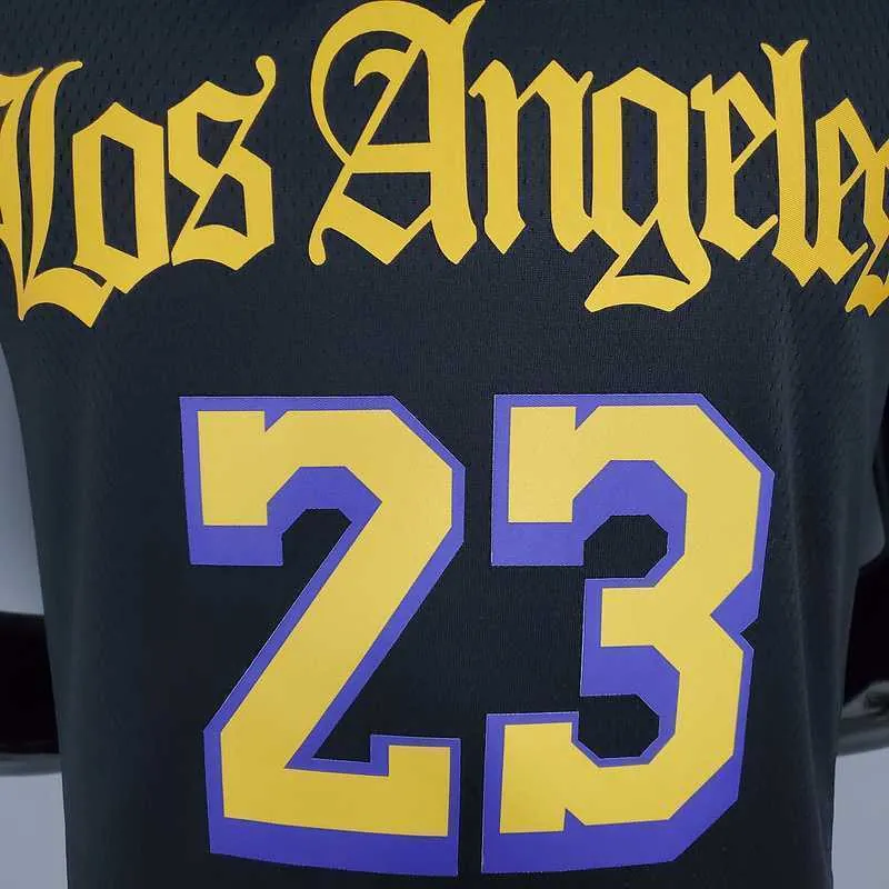 2021 James#23 Los Angeles Lakers Black Latin Black 7