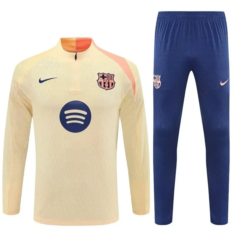 25-26 Barcelona Gold Training Kits Long Football Tracksuits 3