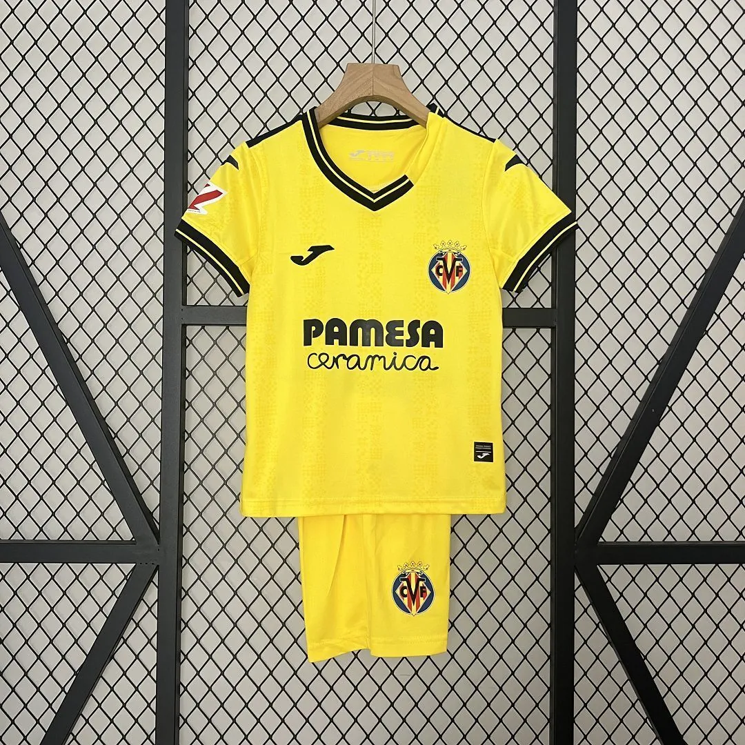 24-25 Villarreal Home Kid Kits Youth Apparels Football AAAAJersey Yupoo 9