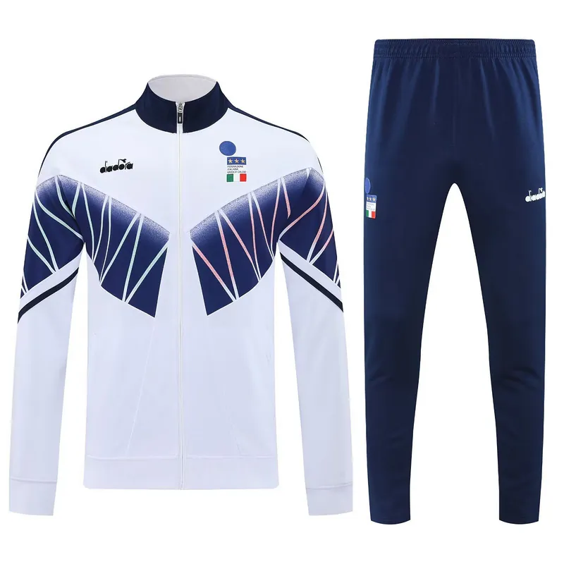 25-26 Italy Chandal Retro Blanco Football Tracksuits Long Jacket Suits 3