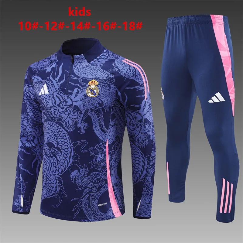 24-25 Real Madrid Kids Long Sleeve Training Suit Football Shirts 1