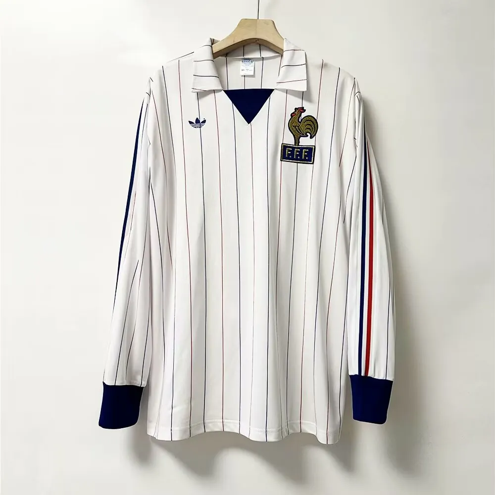 80-82 France Away Retro Kit Long Sleeve Shirt Jersey Supplier Yupoo 3