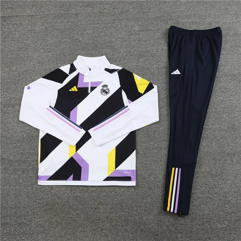 23-24 Real Madrid White&Black Long Sleeve Training Suit Cheap Jerseys Yupoo 1