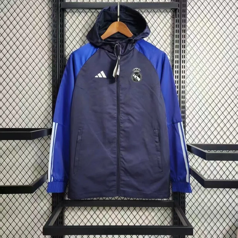 23-24 Real Madrid Windbreaker Navy Jackets Blue Sleeve Yupoo 2