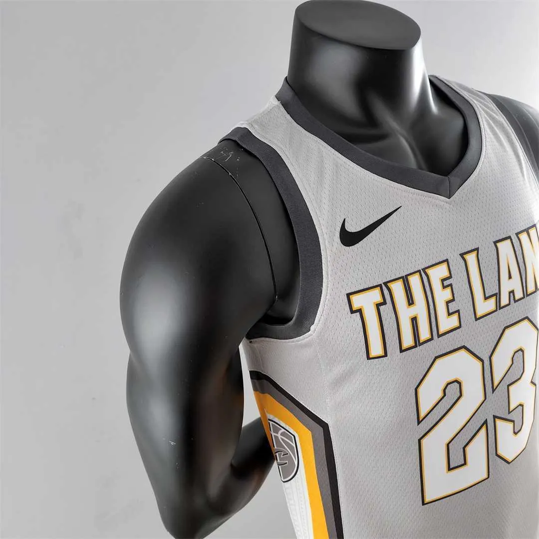 2018 JAMES #23 Cleveland Cavaliers Grey NBA Jersey 8