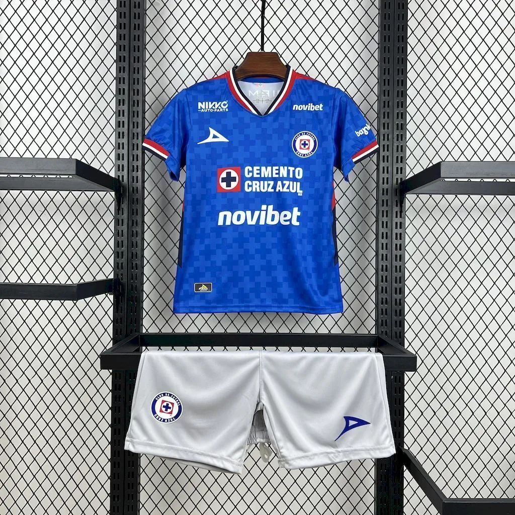 25-26 Cruz Azul Home Kid Kits Youth Apparels Soccer AAAAJersey Supplier Yupoo 7