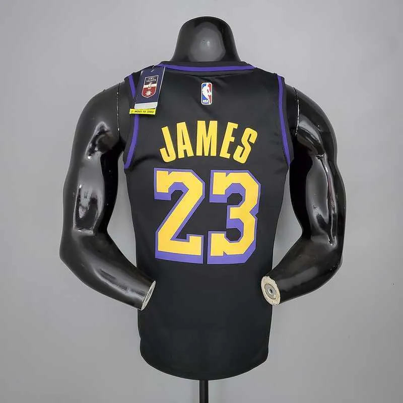 2021 James#23 Los Angeles Lakers Black Latin Black 2