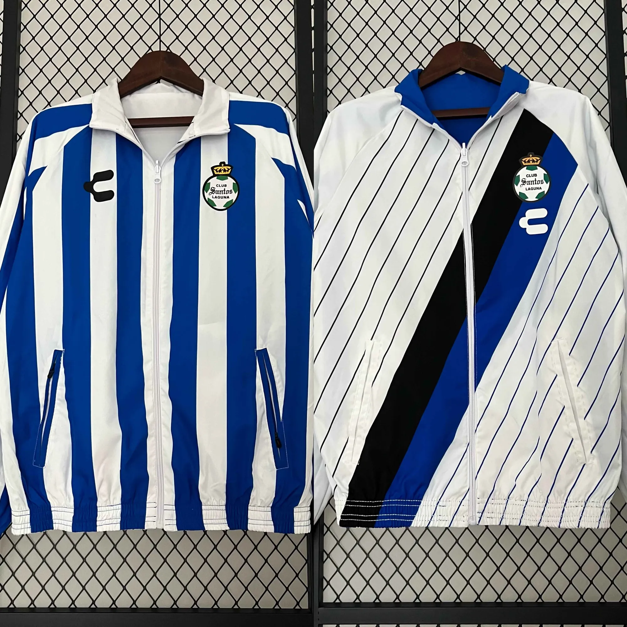 23-24 Santos Laguna Reversible Windbreaker White&Blue Double-Sides Jacket Soccer Jerseys For Sa 7