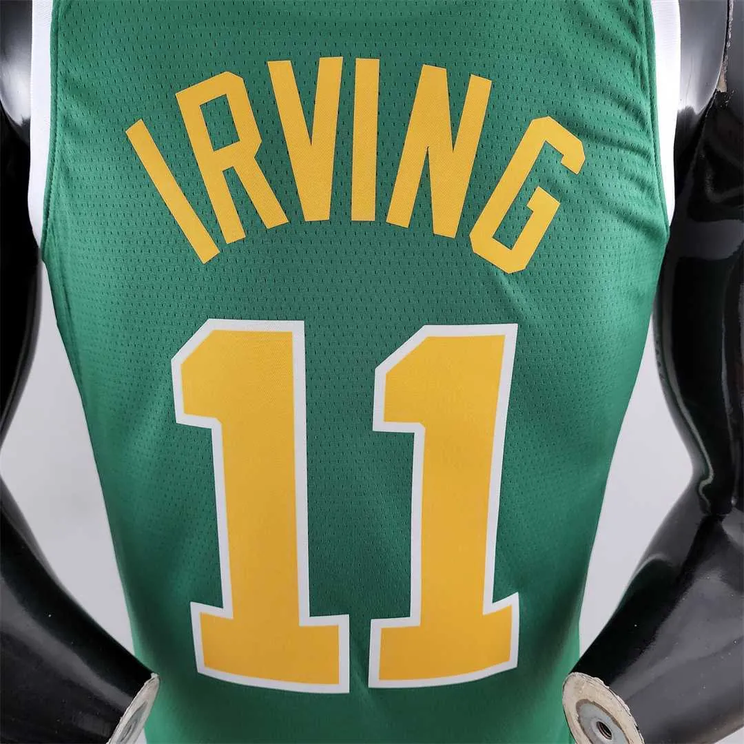 Boston Celtics IRVING#11 Green Gold NBA Jersey 1