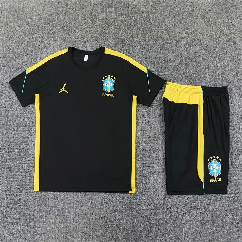 2026 Jordan Brazil Mens Kit Black with Yellow Training Suit Yupoo 6 4