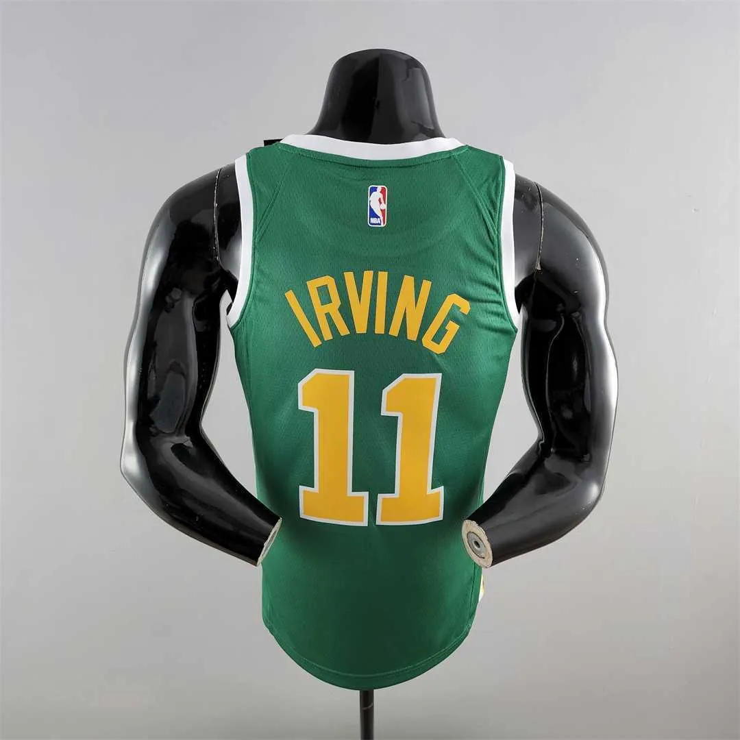Boston Celtics IRVING#11 Green Gold NBA Jersey 3