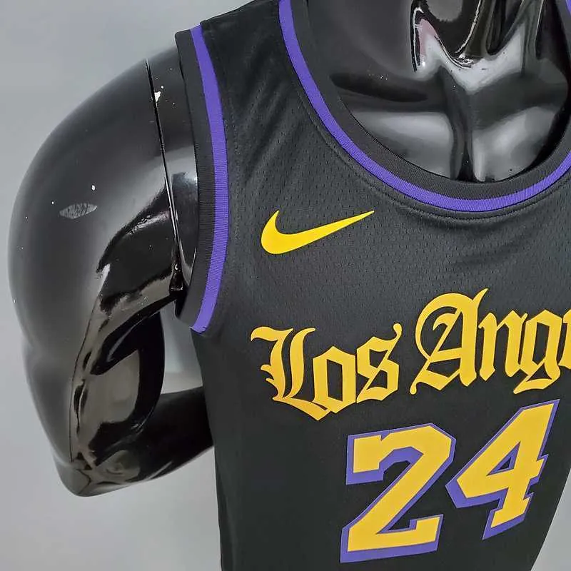 2021 Bryant#24 Los Angeles Lakers Black Latin Black 5