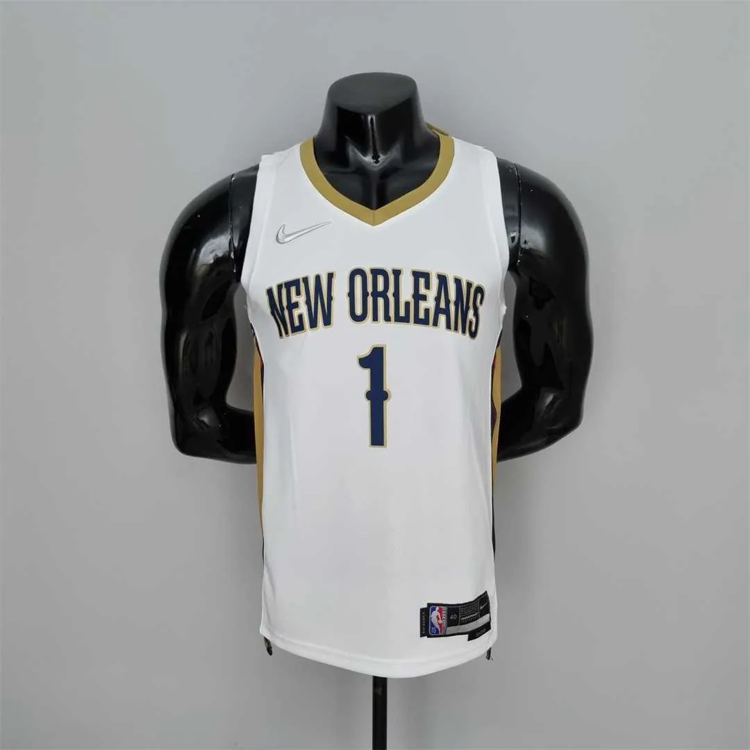 75th Anniversary New Orleans Pelicans Williamson#1 White NBA Jersey 9