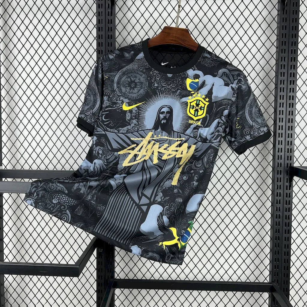 2024 Brazil Christ x Stussy Special Edition Kit Soccer T-Shirts AAAAJersey Dropship Yupoo 5