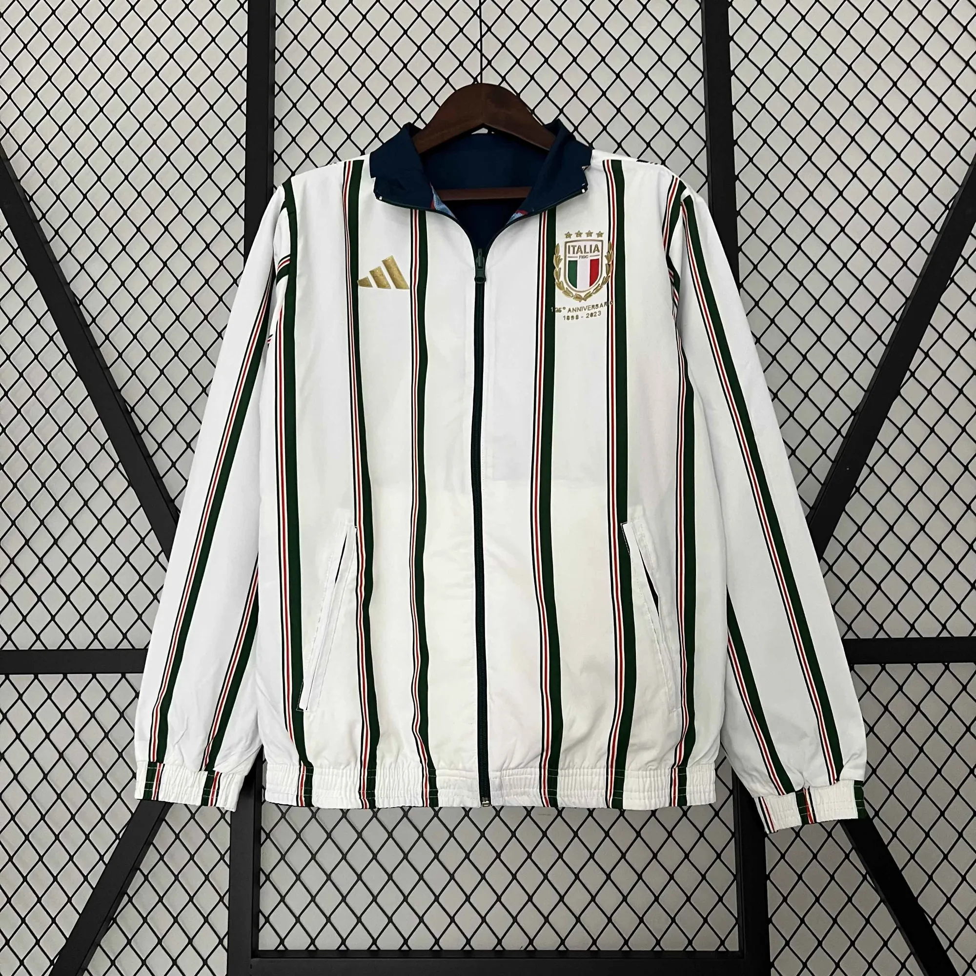 2024 Italy Reversible Windbreaker White&Blue Double-Sides Jacket Soccer Jerseys For Sale 6