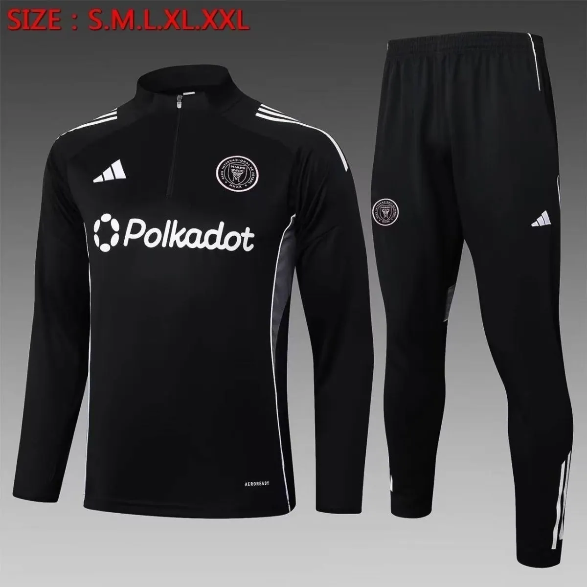 25-26 Inter Miami Black Training Kits Long Football Tracksuits 4