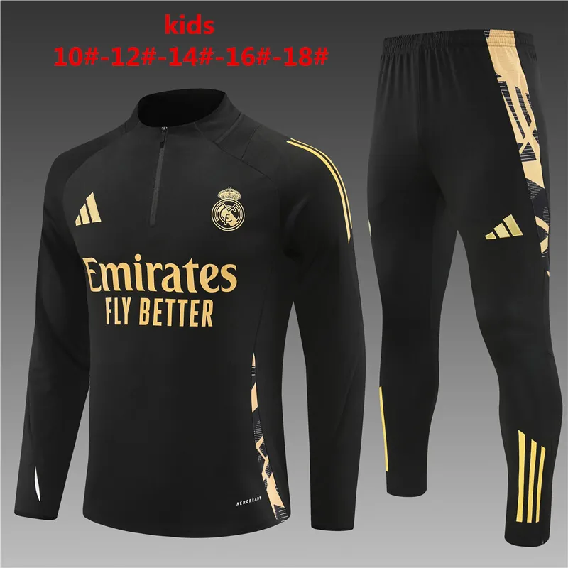 24-25 Real Madrid Kids Long Sleeve Training Suit Football Shirts 1