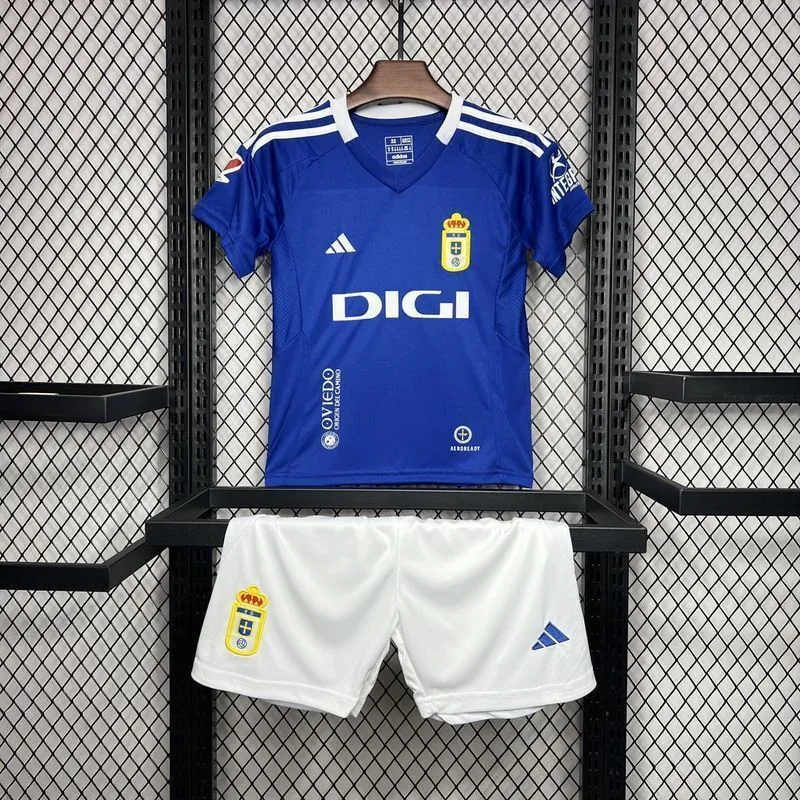 24-25 Real Oviedo Home Kid Kits Youth Apparels Football AAAAJersey Yupoo 6