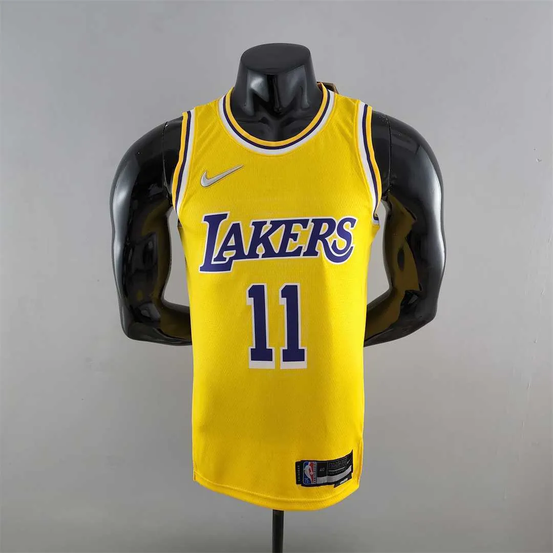 75th Anniversary IRVING #11 Los Angeles Lakers Yellow NBA Jersey 9