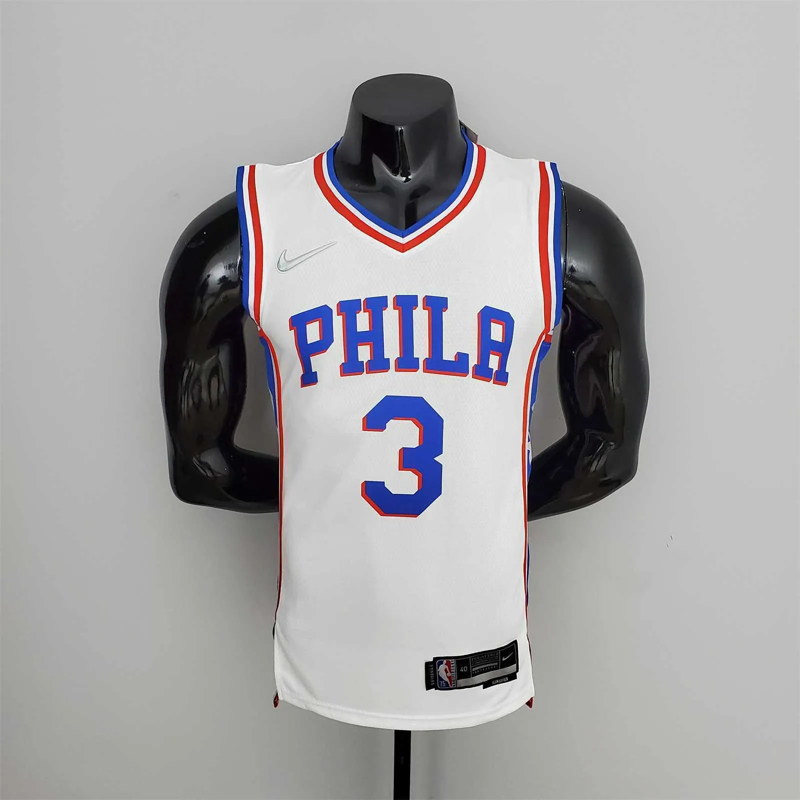 75th Anniversary Philadelphia 76ers IVERSON#3 White NBA Jersey 10