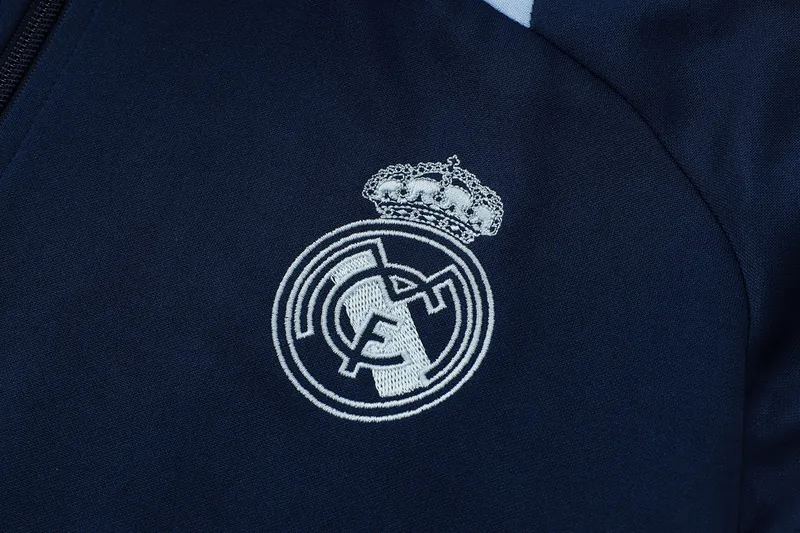 24-25 Real Madrid Navy&Yellow Football Tracksuit Long Jacket Suits 3