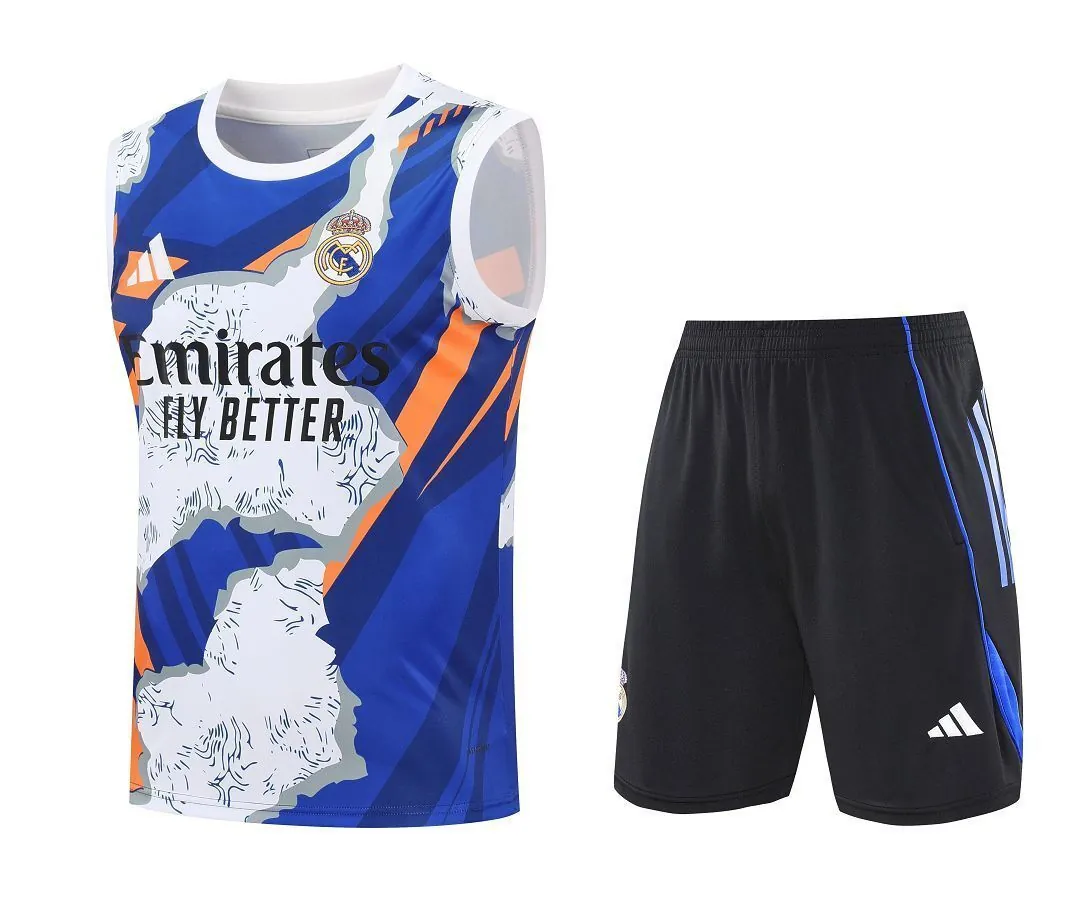 25-26 Real Madrid Beige&Viola Training Kits Football Vest Suits 6