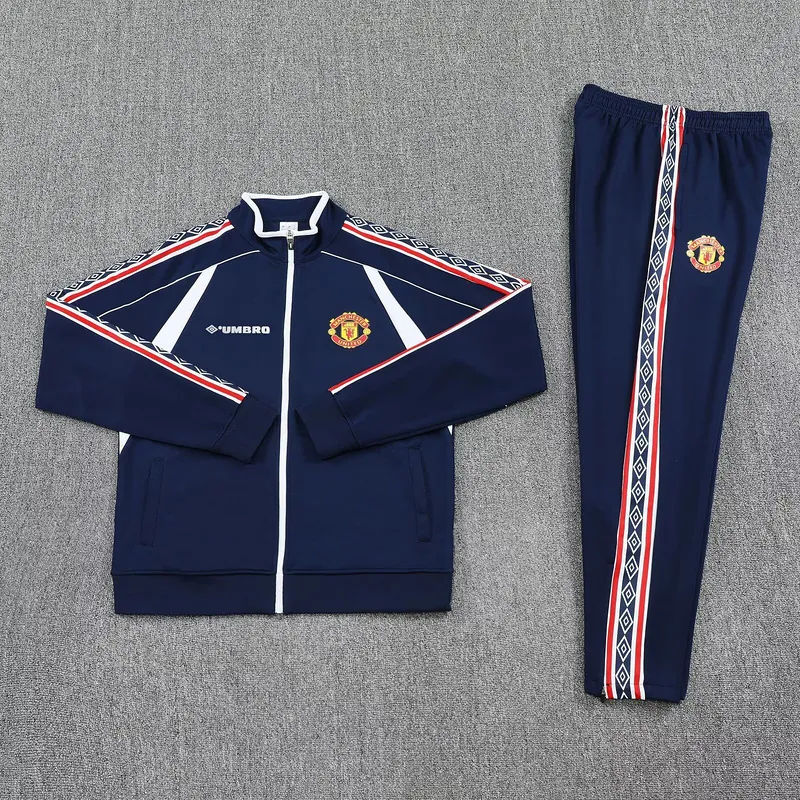 25-26 Manchester United Retro Navy Football Tracksuit Long Jacket Suits 1