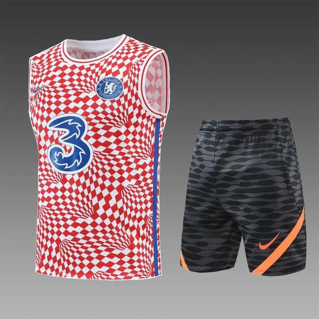 22-23 Chelsea vest training suit kit red and white 21