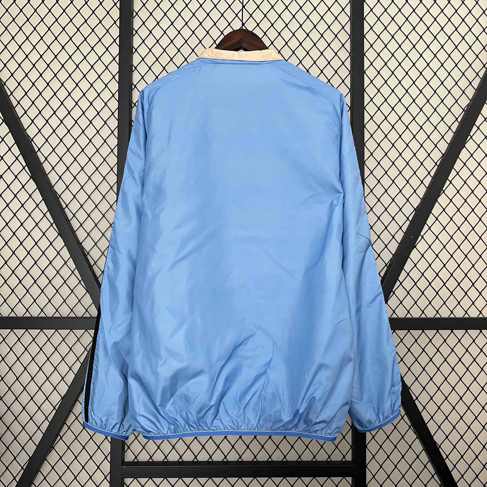 2024 Real Madrid Blue&Beige Trench Coat Reversible Windbreaker Jacket Soccer AAAAJersey Yupoo 1