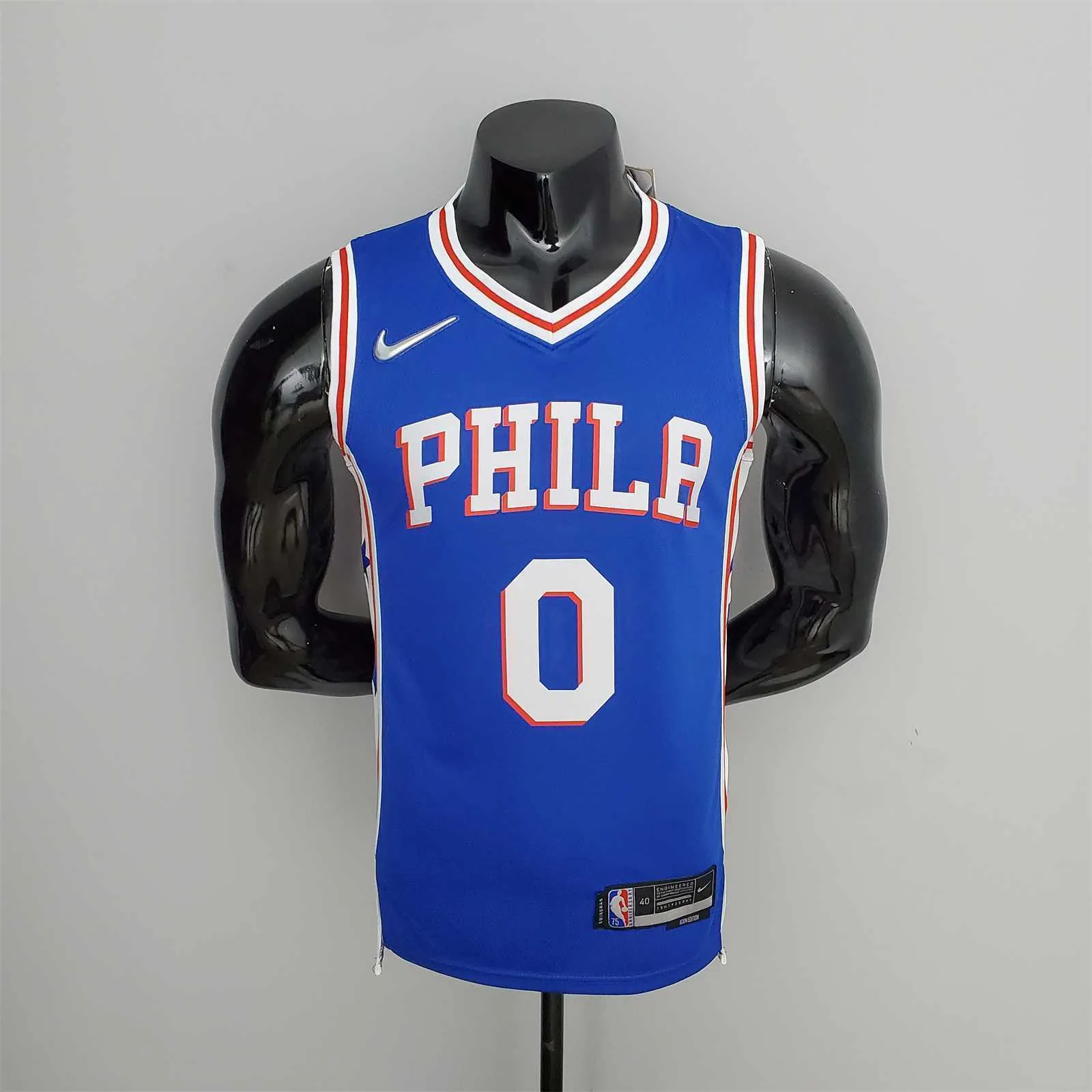 75th Anniversary Philadelphia 76ers MAXEY#0 Blue NBA Jersey 10