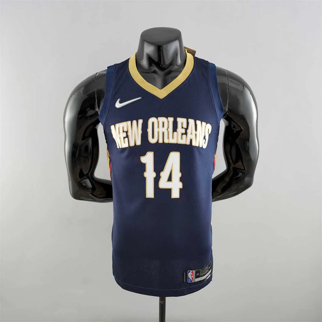 75th Anniversary New Orleans Pelicans Ingram #14 Navy Blue NBA Jersey 10