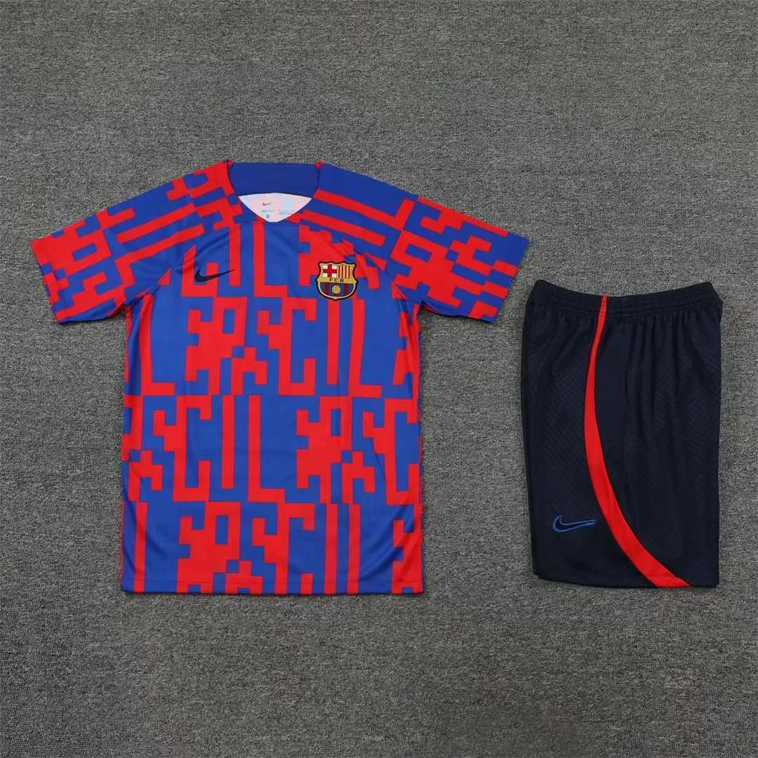 22-23 Barcelona training suit Short Sleeve kit red and blue camouflage 20